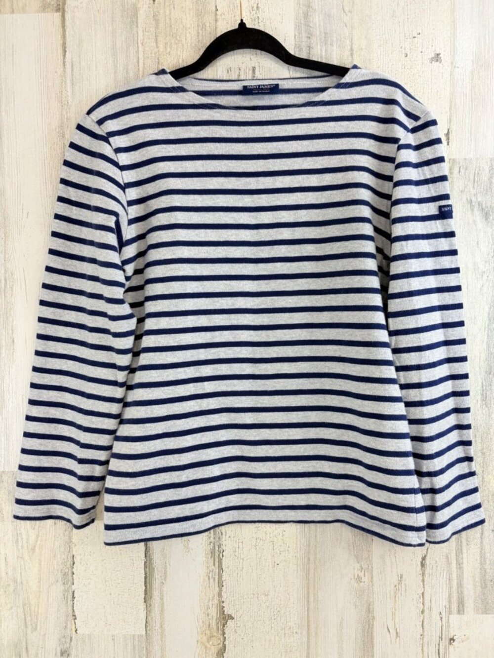Saint James Navy Gray Striped Long Sleeve T Shirt Sz S